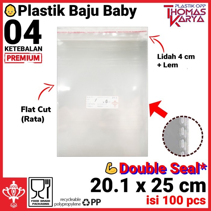 20.1x25 cm Plastik OPP TEBAL (LEM) | Plastik Packing Baju Baby / Bayi