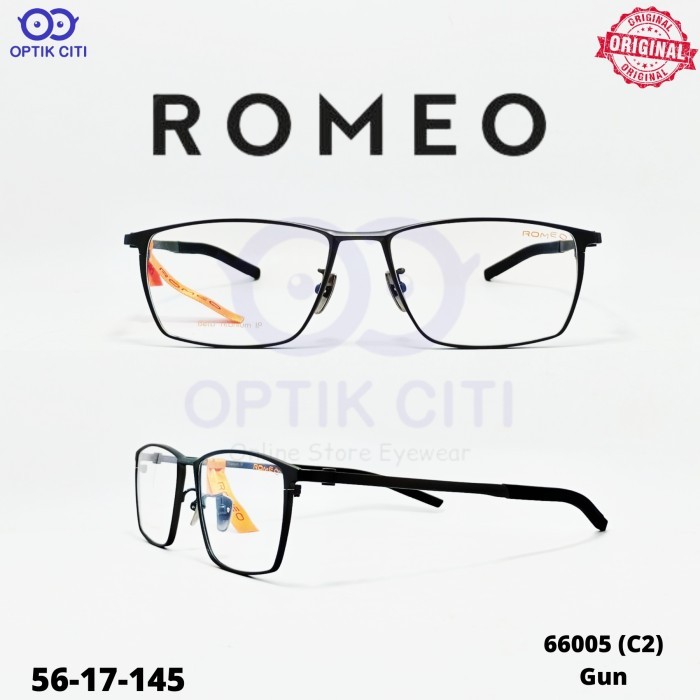 Frame Kacamata Kotak Pria Romeo 66005 Titanium Original