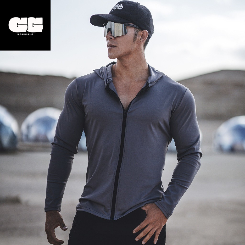 Double-G EnergiMax Jaket Olahraga Pria/Cowok Anti UV Pakaian BodyFit