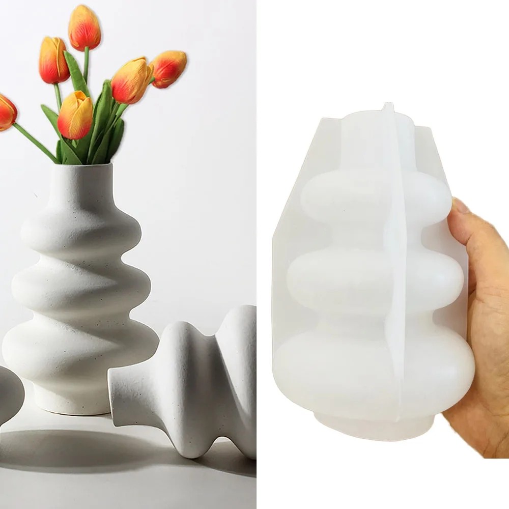 

Donut Gypsum Vase Silicone Mold Mold European Style Flower Arrangement Vase Concrete Mold Resin Epoxy Home Decorative Vase Mold