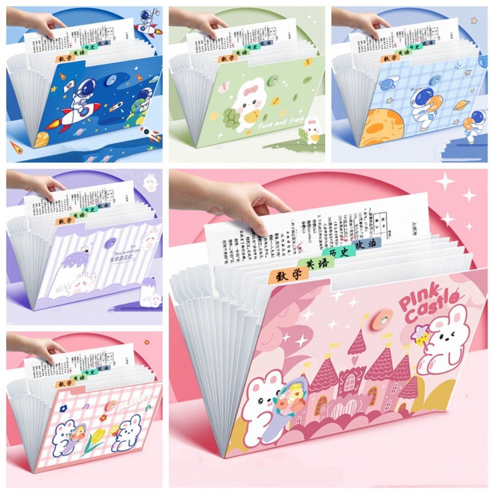 

8 Grids A4 File Folder Multi-Layer A4 Accordian Organizer Waterproof Cartoon Test Paper Storage Folder Office Supplies