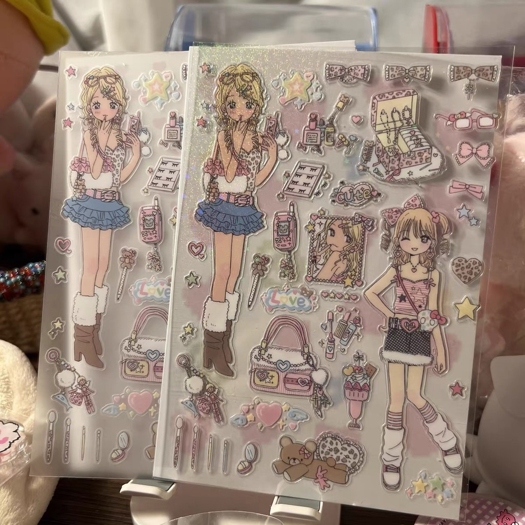 

School girl sweet cartoon stickers hand account available