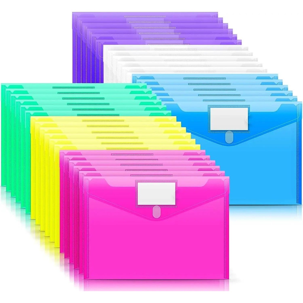 

Plastic Envelopes Poly Envelopes Clear Document Bag Plastic File Folders Letter A4 Size File Envelopes with Label Pocket