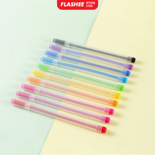 

1 Set 10 Pcs Color Gel Pen 10 Warna 0.50mm Pena Gel Warna Warni 0.50mm LG