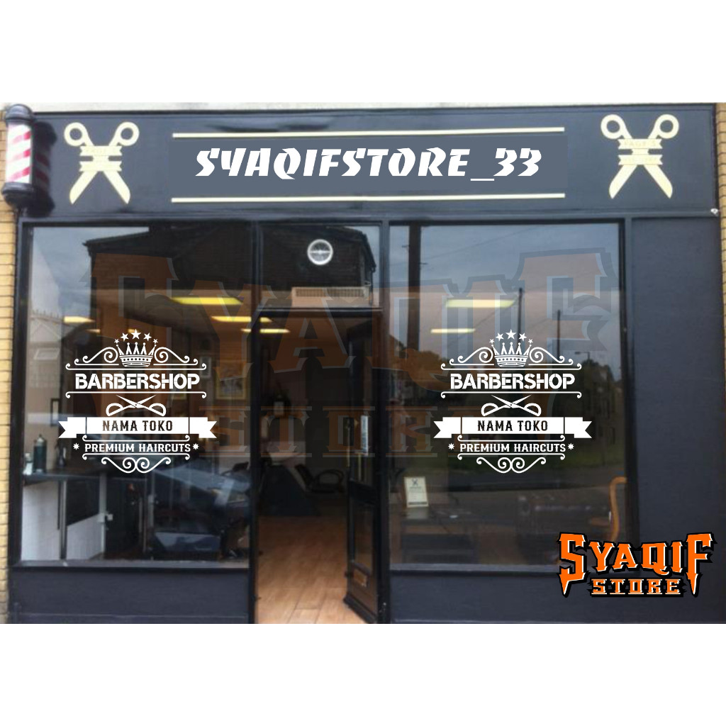 STICKER CUTTING STIKER CUSTOM NAMA TOKO BARBERSHOP ANDA