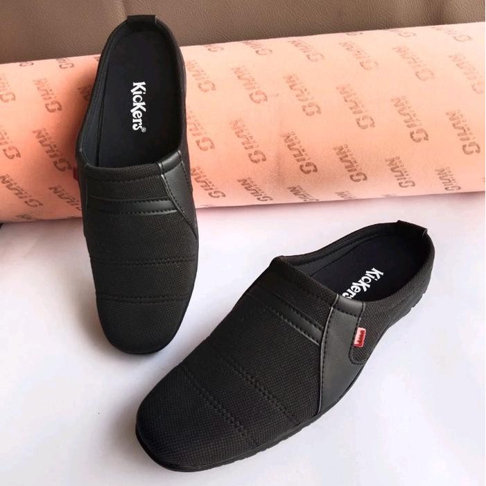 [[New Collection]] sandal selop kain pria/sandal sepatu pria Tanpa Hak - hitam/kain, 39