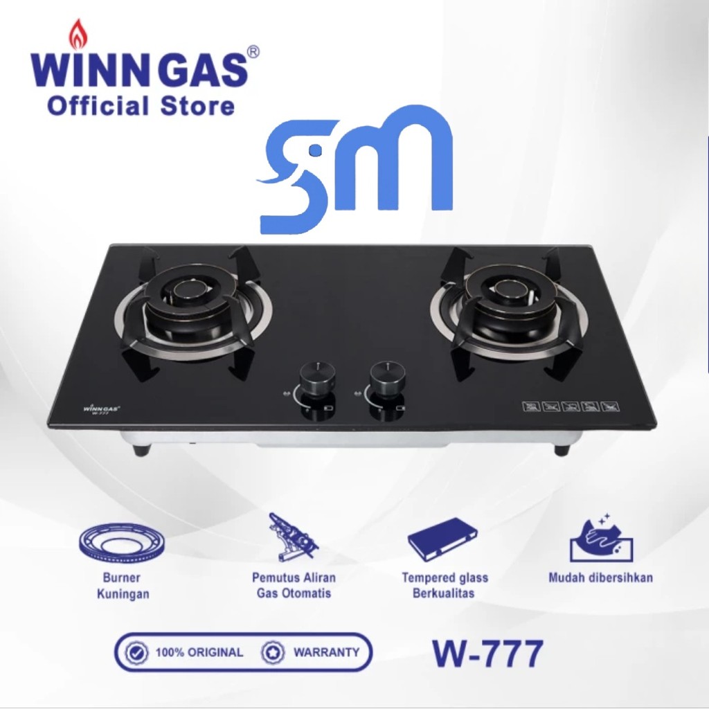 Kompor Gas Tanam Winn Gas W-777 2 tungku Kaca Winngas W777