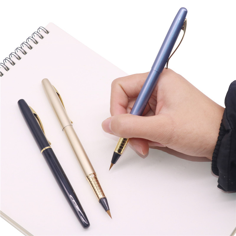 

1 Pcs Metal Writing Brush Calligraphy Pen Nylon Material Soft Hair Watercolor Pen Writing Pen Painting Tools Art School Supplies