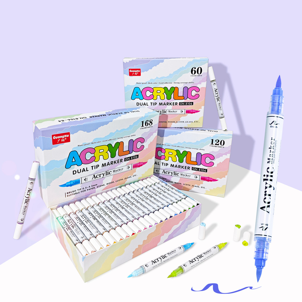 

60/120/168 Color/set Double Head Double Color Acrylic Paint Marker Pen for Fabric Rock Painting Pen DIY Card Making Art Supplies