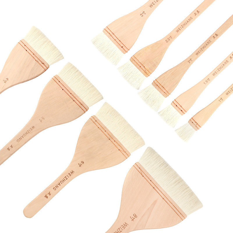 

1Pc Flat Paddle Paint Brush with Long Handle 1-4 Inch Large Scale Artist Craft Brush for Oil and Acrylic Paints Art Supplies