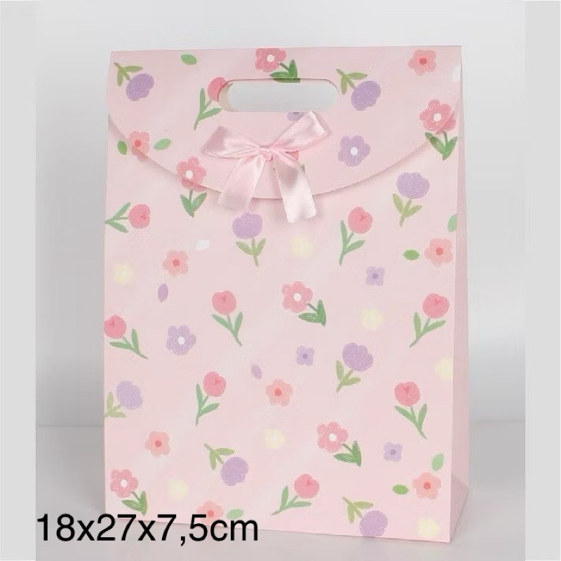 

VS0457 paper bag motif bunga & ice cream - tas kado / souvenir / ulang tahun / valentine uk m 27cm x 18cm x 7.5cm