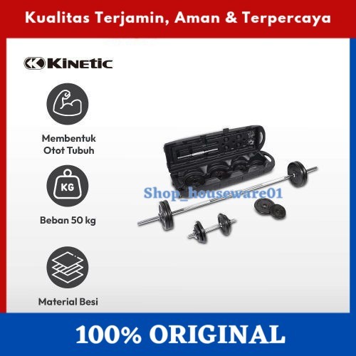 Kinetic Set 3 Pcs Dumbbell 50 Kg - Hitam/Barbel Alat Fitness/Alat Gym Peralatan Angkat Beban