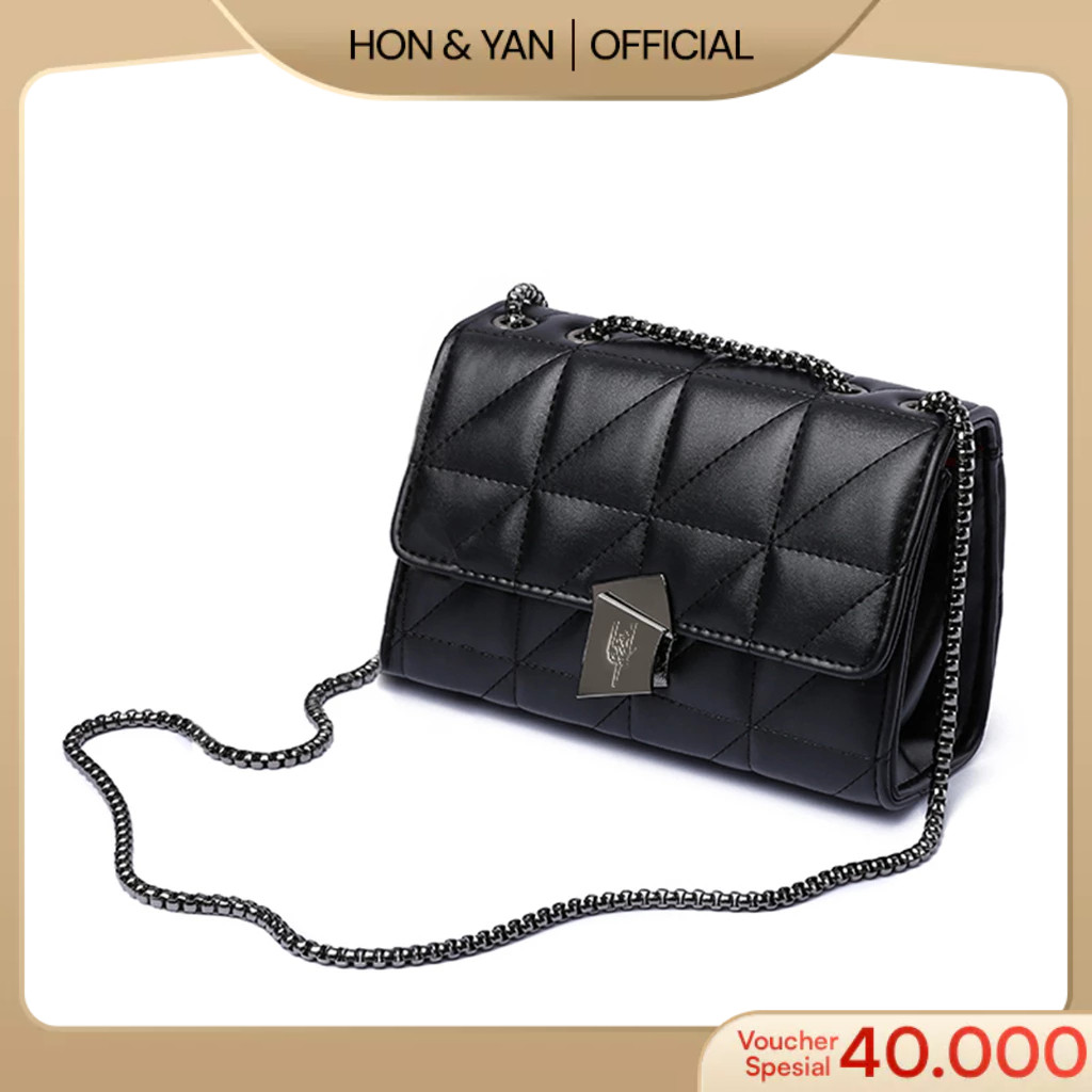 HONYAN Tas Selempang Wanita Kekinian Branded Hitam Elegant Terbaru Tas Pesta Undangan Kondangan Slin