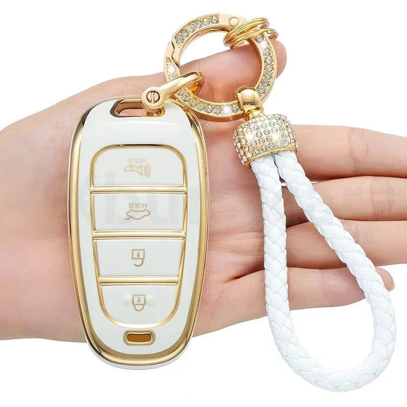 

4 Buttons Auto Key Case for Hyundai Sonata Elantra Creta Ix35 Ix45 I10 I30 I40 Tucson Santa Fe Rena TPU Car Key Cover Shell Fob