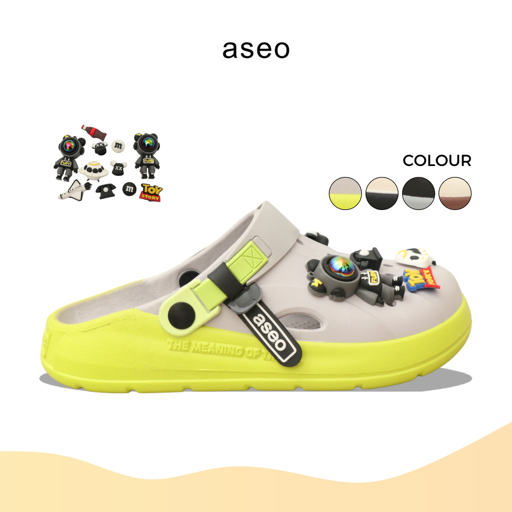 Aseo Sandal Pria Wanita Baim Clog Terbaru Slip on Import Jelly Lucu Anti Slip Karet Rubber H192
