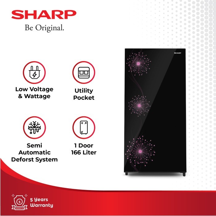 Sharp Kulkas 1 Pintu 166 Liter SJ-X187MG-DP / SJX 187 MGDP Shine Dandelion Series