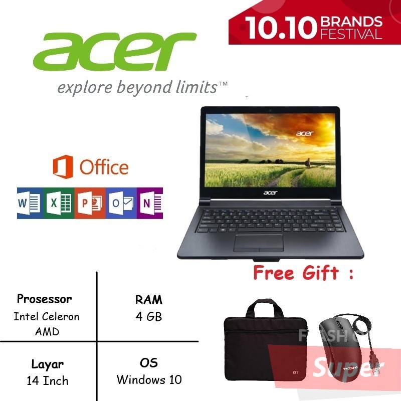 LAPTOP ACER INTEL CELERON/AMD RAM 8GB / SSD 256 WIN 10