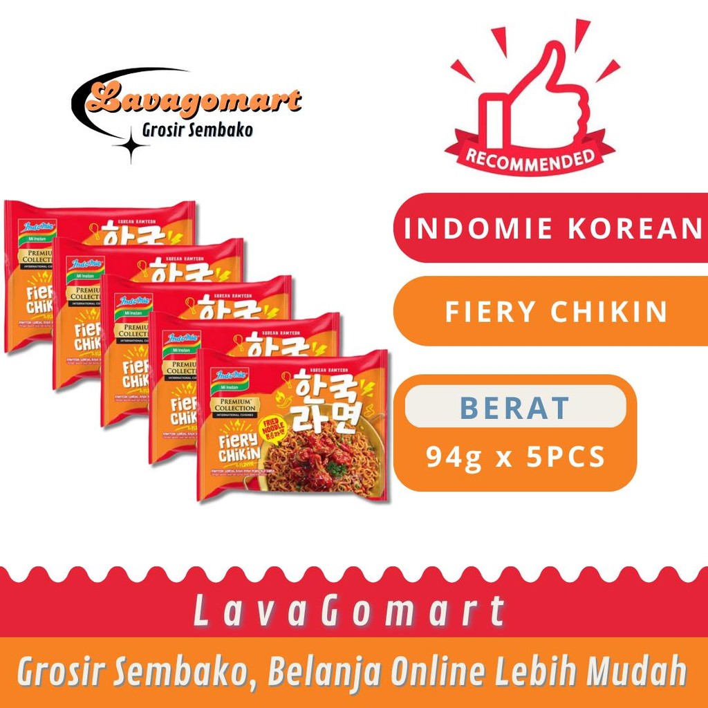 

INDOMIE GORENG KOREAN FIERY CHIKIN 94g - 5 PCS - LAVAGOMART - BANDUNG