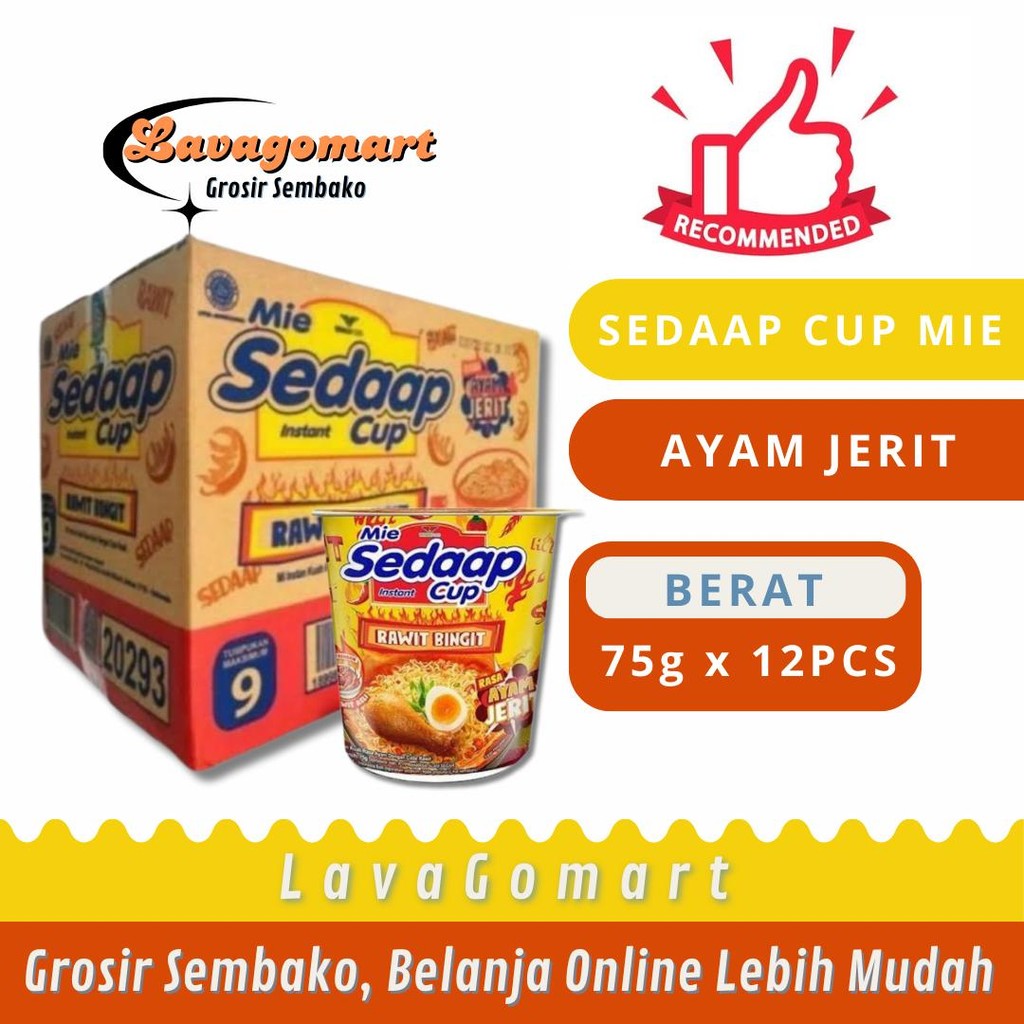 

SEDAAP CUP MIE INSTAN AYAM JERIT 75g - 1 DUS - LAVAGOMART - BANDUNG