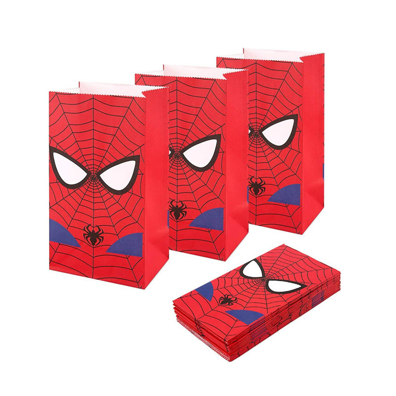 

12pcs Spiderman Gift Bag Candy Loot Bag Cartoon Theme Party Festival Event Spiderman Birthday Decoration Favor Party Supplies