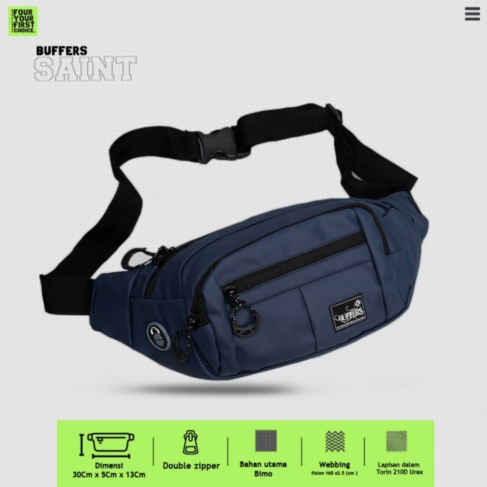 BUFFERS Saint - Tas Waistbag Pria - Tas Pinggang Waterproof