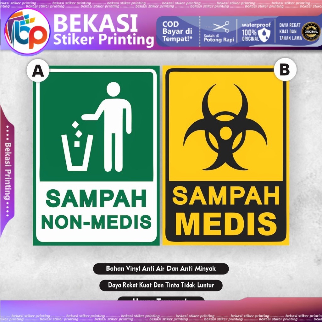 Stiker sampah medis non medis  sticker limbah medis  sticker limbah non medis  stiker sampah