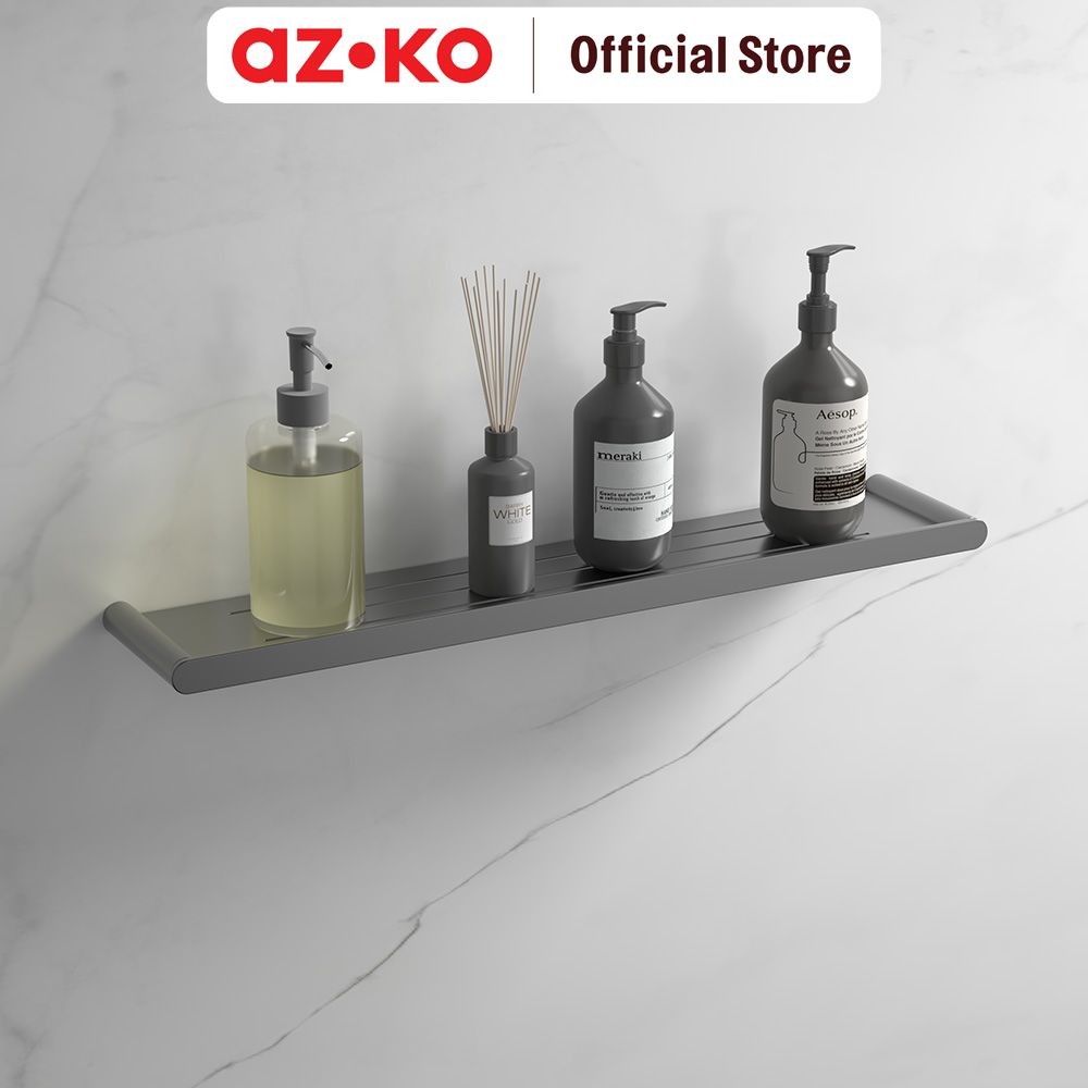 AZKO Acroz Rak Dinding Kamar Mandi Minimalist - Hitam Organizer Serbaguna Rak Sabun Shampoo Tempat P