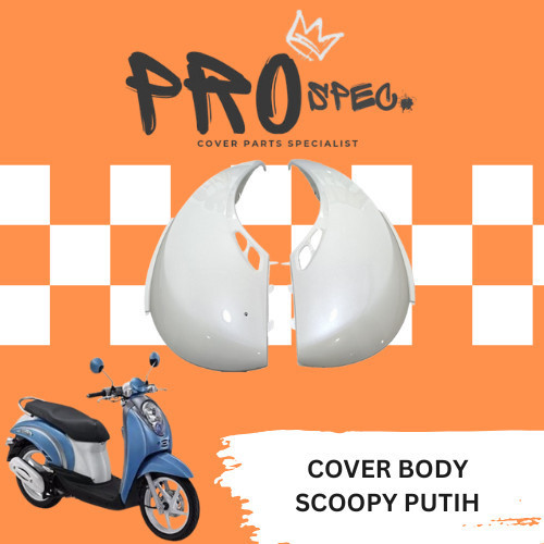 Win - Cover Body Bodi Belakang Sepasang Honda Scoopy Karbu Kyt Warna Putih