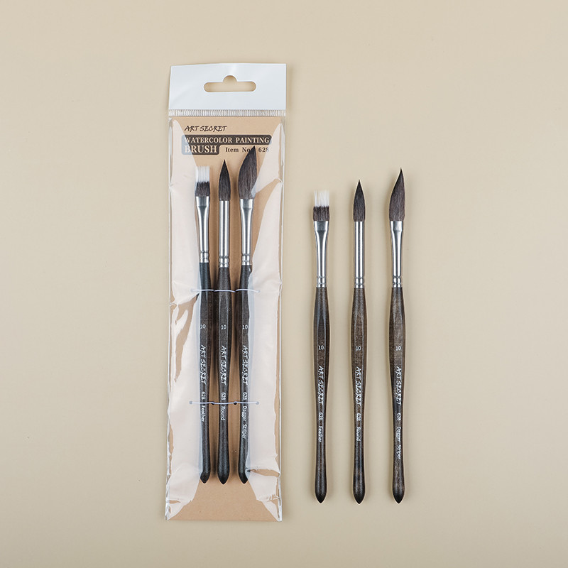 

Artsecret New Arrival #628 Watercolor Paintbrush 3/Set Of Black Horsehair Gray Mouse Hair And Nylon Hair Making