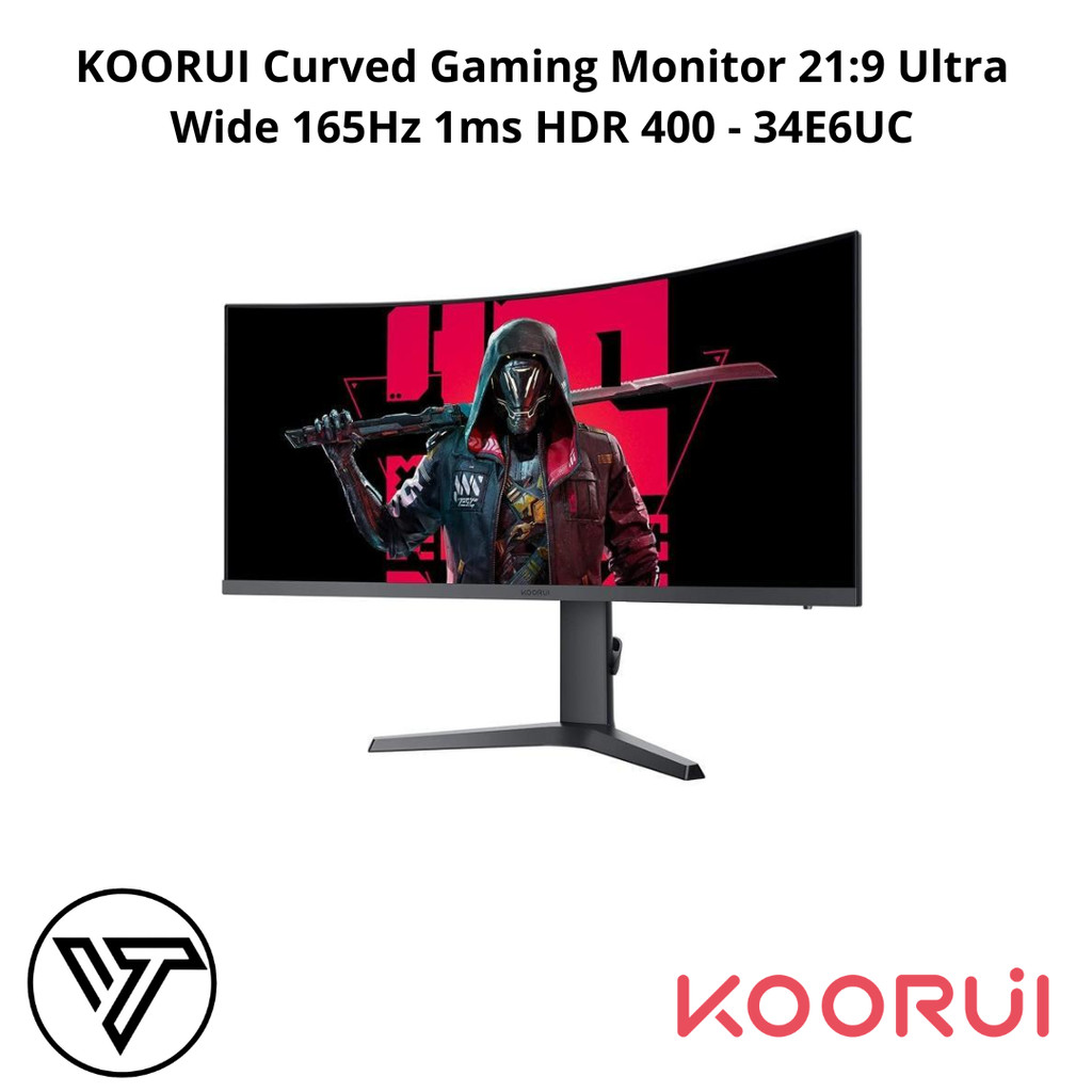 KOORUI Curved Gaming Monitor 21:9 Ultra Wide 165Hz 1ms HDR 400 - 34E6UC