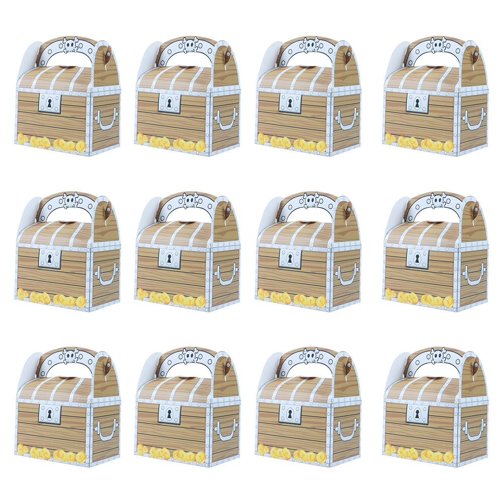 

6/12pcs Pirate Treasure Treat Chest Paper Candy Gift Box Kids Halloween Party Supplies Pirate Themed Birthday Decoration