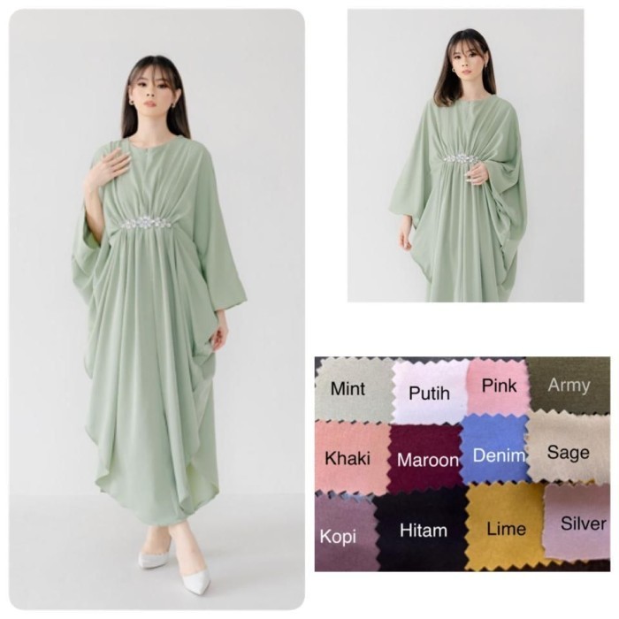 "SKY.LD" - DIAMOND BASIC KAFTAN KYOTO SILK PREMIUM TALI DALAM - Mint