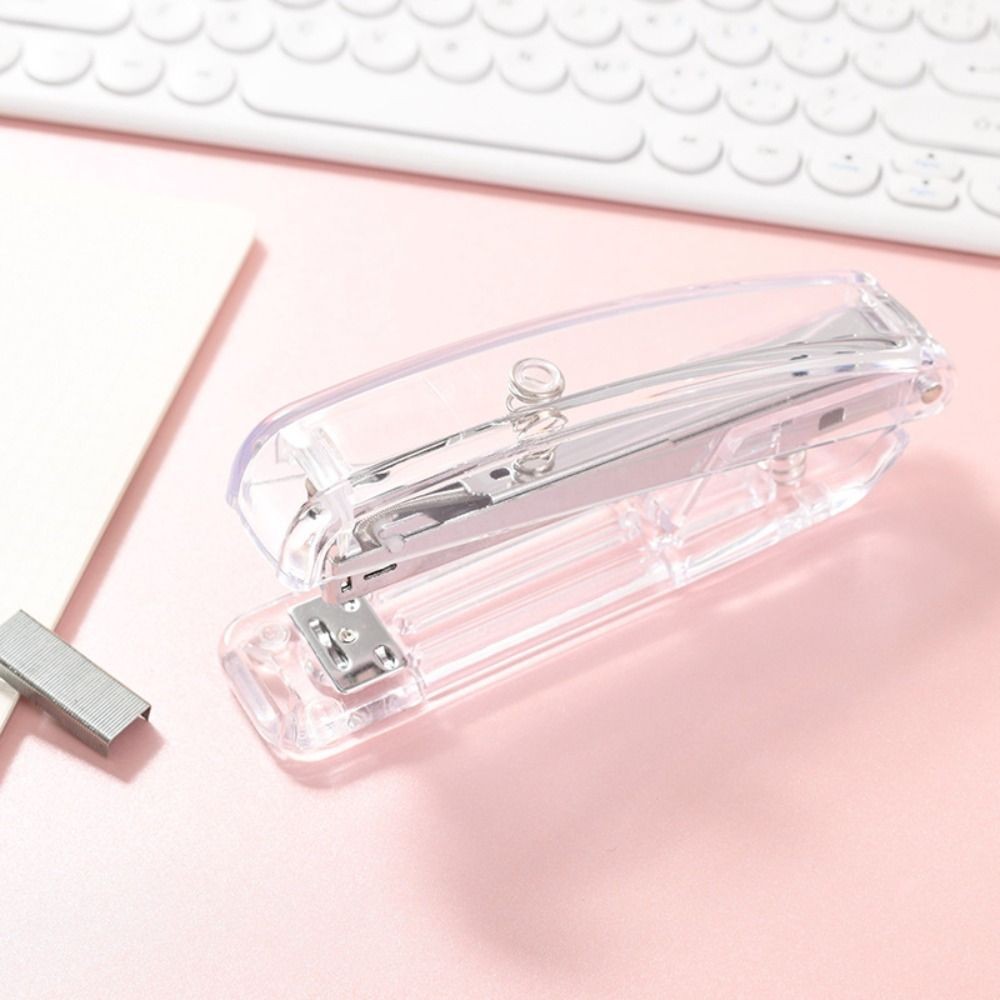 

Durable Manual Transparent Stapler Transparent Bookbinding Tool Paper Stapler Portable Rose Gold Book Binding Machines Student