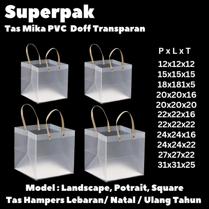 

(Grosir 10buah) Tas Mika Doff Transparan Goodie Bag Premium Hampers - Cokelat, 15x15x15