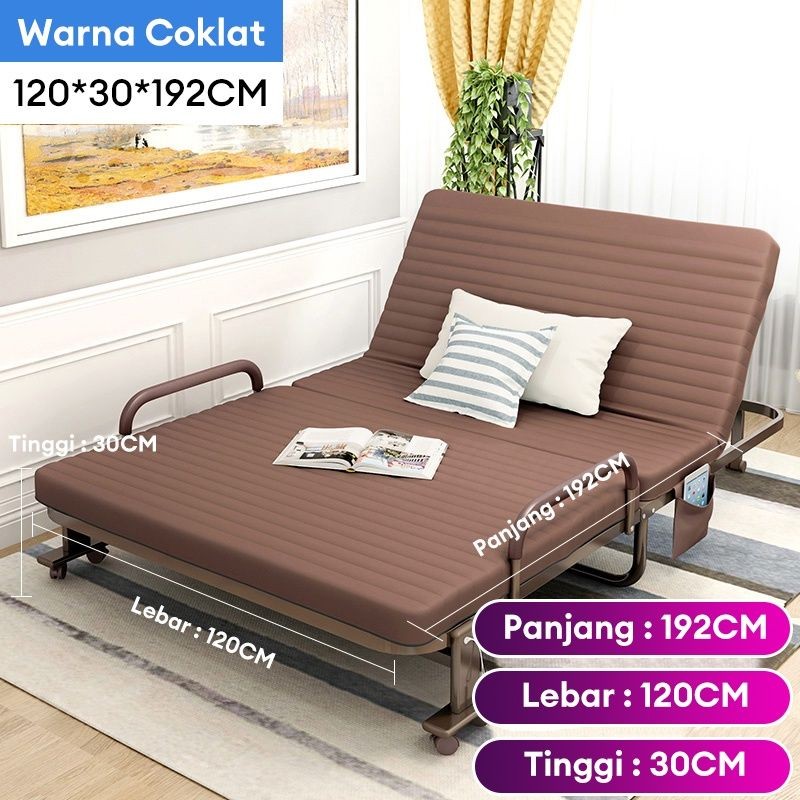 WY Tempat Tidur Lipat Portable Ranjang Lipat Multifungsi Folding bed Dengan Sandaran Tangan Roda