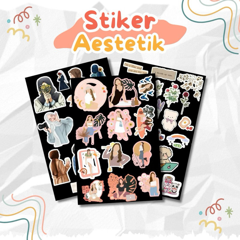 

WORDGIFT Stiker Scrapbook Aesthetic Cute Series Sticker Aesthetic Deco Planner Album Scrapbook Journal Freebies Notes DIY Sticker Size 10 x 5,6 cm Gaya retro/Buku Harian/Laptop/Sticker Helm Tahan Air Vinil/hp casing stiker tahan air berperekat