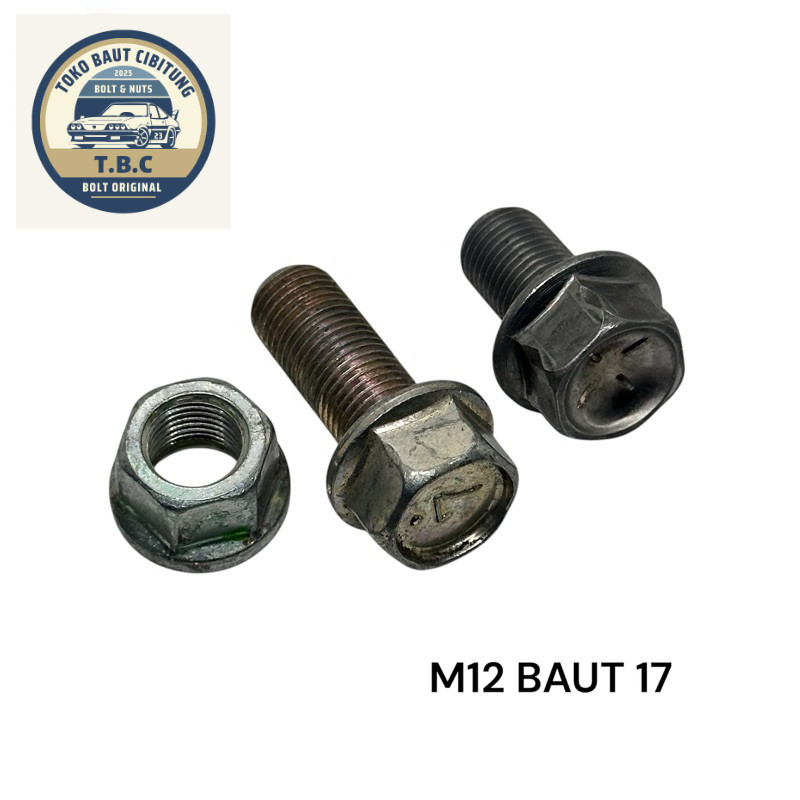 COD BOLT FLANGE M12 KUNCI 17 M12 x 2 M12 x 30 BAUT 17 TOPI ORI BAUT COPL BAUT MOBIL MOTOR3cm 2,5 cm