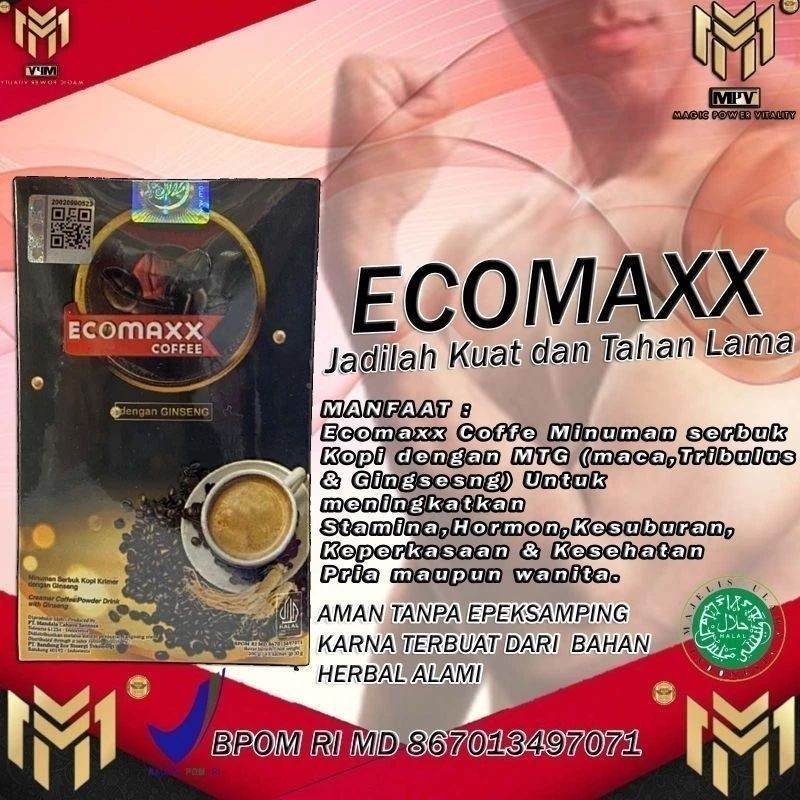 

Ecomaxx coffee original 1 box isi 10 sachet/ bpom.