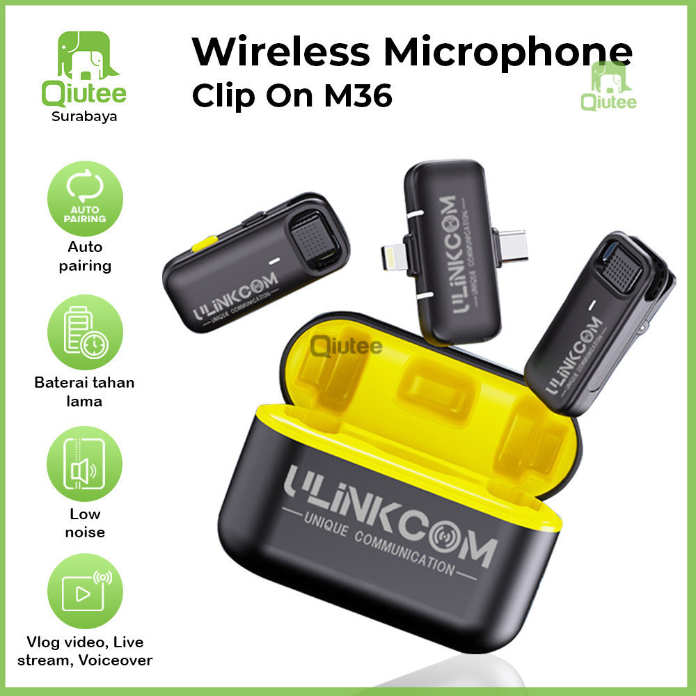 TERMURAH Wireless Mic Microphone Mikrofon Clip On System USB Type C Dan Lightning  2 Microphone Dual