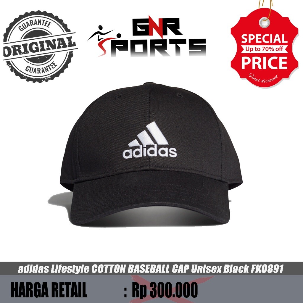 Topi adidas Lifestyle COTTON BASEBALL CAP Unisex Black FK0891 Original 100%