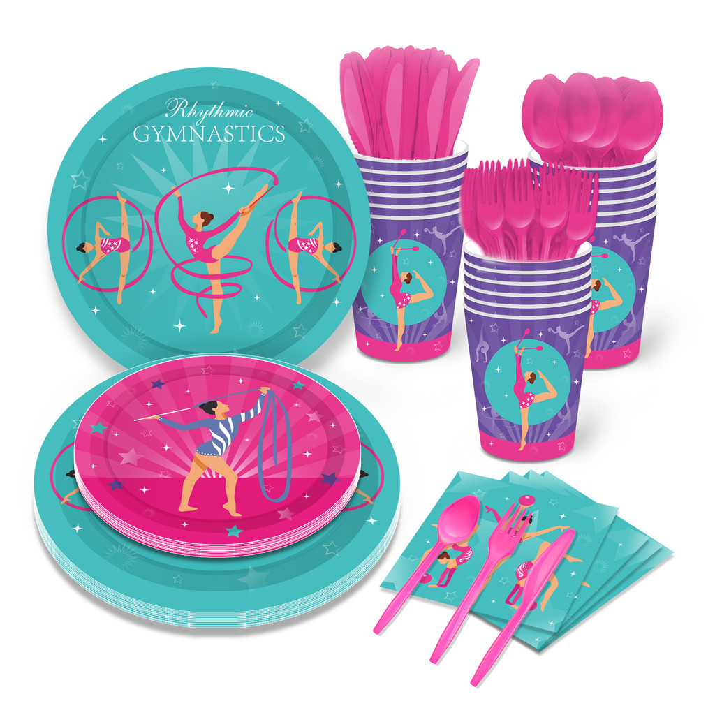 

Women's Rhythmic Gymnastics Sports Party Disposable Tableware Sets Birthday Paper Cups Plates Napkins Baby Shower Party Decor