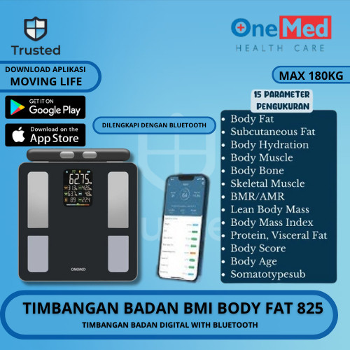 Timbangan Digital Onemed Body Fat BMI Android/iOS / Timbangan Badan BMI, Body Fat Onemed