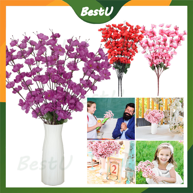 bunga sakura jepang cabang 7 artificial import realistis efek visual cherry blossom buatan meja maka