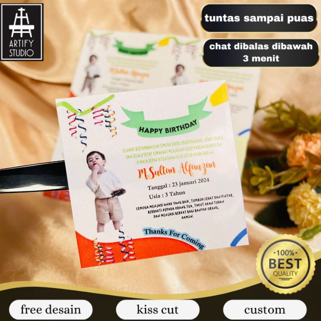 

Artify Print Stiker Ultah Anak Ulang Tahun Label Bentuk Kotak Sticker Ulang Taun Balita Uk.Kecil