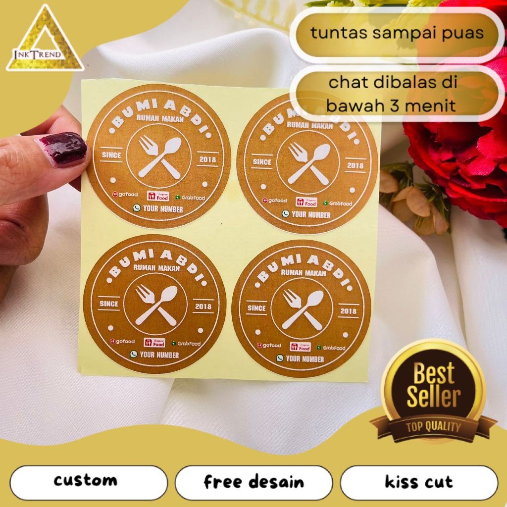 

INKA 2-4 Ready Stiker Rumah Makan Sticker Bulat Warung Nasi Label Free Desain Custom Nama Murah