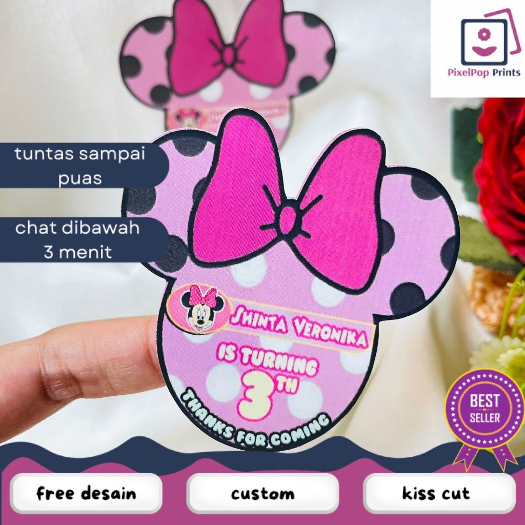 

Opikapip 4-8 Sticker Karakter Ulang Tahun Anak Stiker Ultah Free Design Birthday Custom Chromo