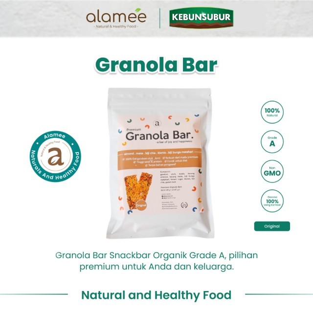 

ALAMEE Cemilan Sehat Granola Bar - Original Snackbar Diet Healthy Snack Camilan Organik 80gr Kebunsubur