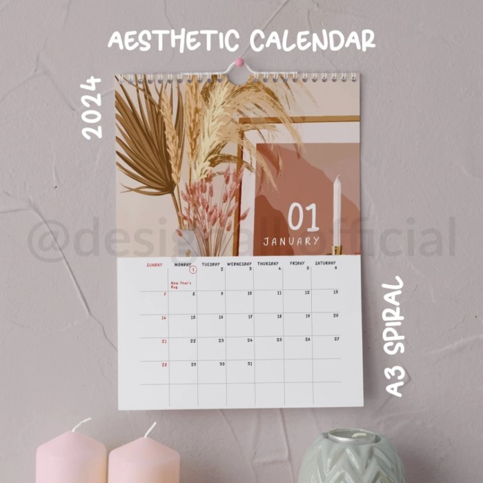 

ANDM Kalender Dinding 2024 Aesthetic A3 Spiral GH