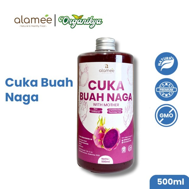 

ALAMEE Cuka Buah Naga Organik Dragon Fruit Cider Vinegar With Mother Fermentasi Probiotik 500ml organikya