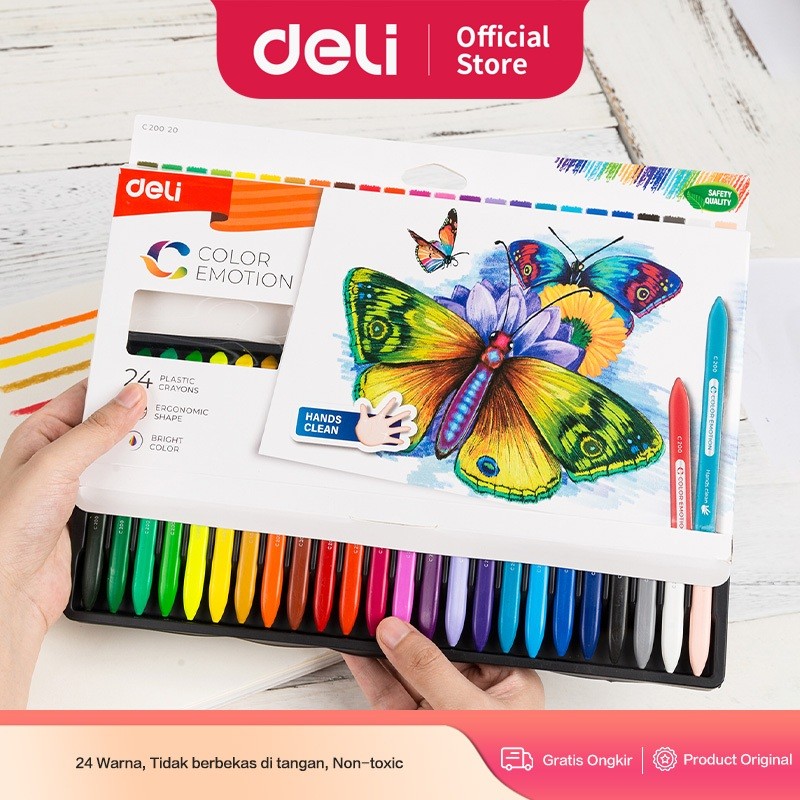 

Krayon / Crayon Deli EC20020 24 Warna Cerah Bentuk segitiga ergonomis tidak beracun